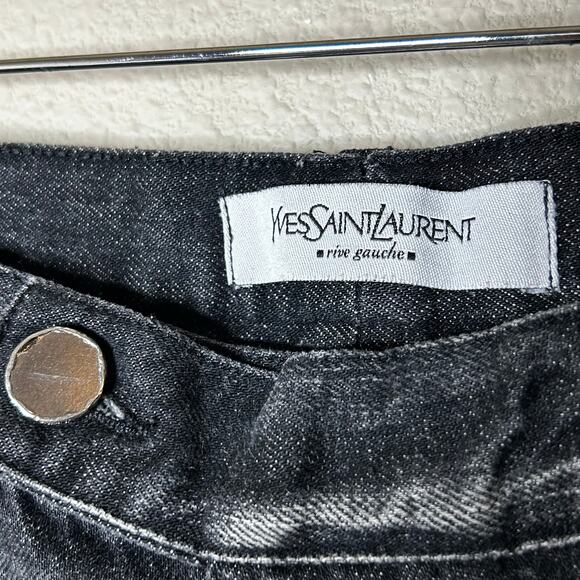 Yves Saintt Laurent Jeans Sz 50 US 16 100% Cotton Black Distressed Straight Leg - Picture 4 of 10
